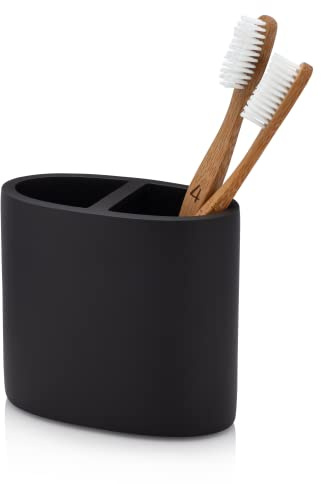 Essentra Home Matte Black Toothbrush Holder for Vanity Countertops, Small Toothbrush Holder - Matte Black Collection