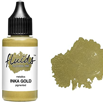 30ml Fluids Alcohol Ink Inka Gold, Tinta al alcohol para Fluid Art y Resin Art, oro metálico