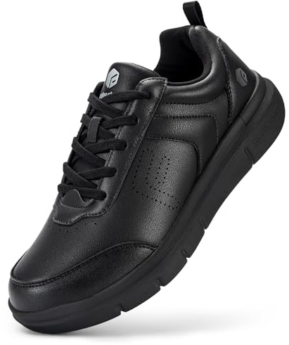 FitVille Wide Men Walking Shoes Wide Dress Sneakers Comfortable Shoes for Men Lightweight Plantar Fasciitis Bunions(Black, 9.5 W)