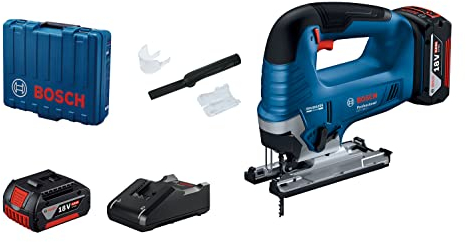 Bosch Professional GST 185 LI Akku-Stichsäge (18 Volt, 2 x 4,0 Ah Akku, Ladegerät, 0-3.500 Hub/min, Schnitttiefe in Holz: 125 mm, Kunststoffkoffer)
