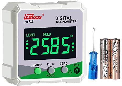 Digitaler Winkelmesser, LEERCHUANG Level Neigungsmesser Winkelmesser Laser Level W 4-seitig stark magnetisch & Typ-C-Aufladung, wiederaufladbarer digitaler Winkelmesser/Winkelmesser