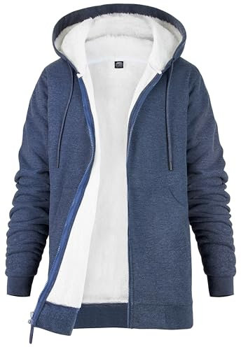 CityComfort Sudaderas con Capucha para Mujer, Sudadera Mujer Invierno con Cremallera, Chaqueta Forro Polar Suave y Cómoda, Tallas S-XL (Azul Marino, S)