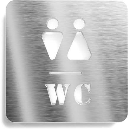 Urhome Señor señoras WC cartel de acero inoxidable V2A – Corte láser pictograma grabado placa puerta – Señal de advertencia para pared puerta – Señal para hombre – Señor inodoro cartel informativo