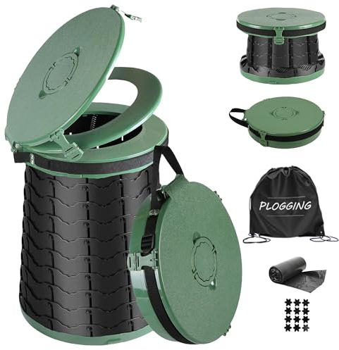 PLOGGING Toilettes de camping portables pour adultes, hauteur réglable, pot Porta portable pour camping, urgence en plein air, voiture, voyage