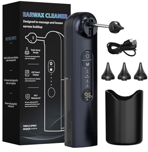 Ear Wax Removal, Ear Cleaner, Safe Ear Wax Removal Kit, 4 Modes-Ear Irrigation Flushing System, Earwax Removal Kit - IPX7 Waterproof (Blue)