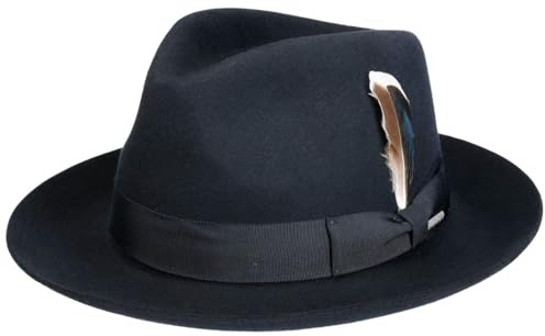 Stetson Rosedale Fedora Sombrero Bogart Banda Unicolor Pluma Decorativa Hecho en UE Hombre Otono Invierno