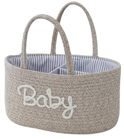 BWANGIAO Panier de Rangement Portable pour Couches en Tissu de Coton avec Compartiments, bac de Rangement Pliable pour Chambre d'enfant, Essentiel pour bébé