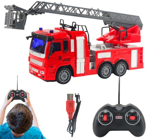 Camión de bomberos con control remoto, juego de juguetes para vehículos de camión de bomberos | Juguete de vehículo de camión de bomberos con control remoto | Juegos multiusos de camiones de bomberos