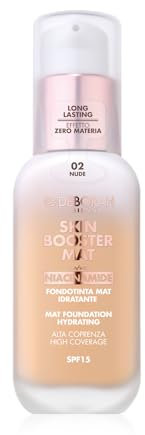 Deborah Milano - Skin Booster MAT Fondotinta in Siero SPF 15, N.2 Nude, Energizzante e Illuminante, con Vitamina C, Effetto Naturale, Uniforma l'Incarnato, 30 ml