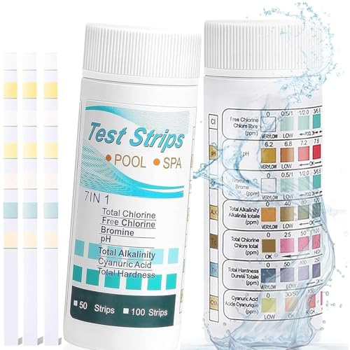 7 En 1 Bandelette Pour Eau De Piscine 100 Bandelettes Test Piscine 7 En 1 Bandelettes Spa Et Piscine Test Eau Spa Pour Tester Le Chlore,Chlore Libre,Ph,Taux De Brome,Dureté Et Plus Encore