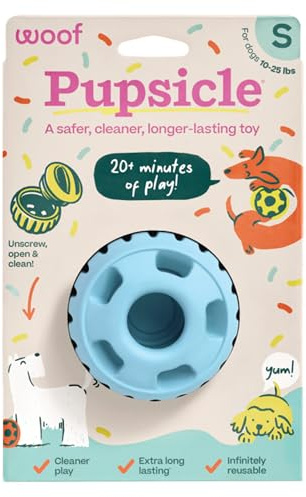 WOOF Party Pupsicle - Long-Lasting Interactive Dog Toys for Boredom - Low-Mess Design - Birthday Gifts for Dogs - Small Dog Toys - Buddy Blue