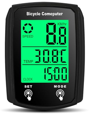 Bike Computer Wired, Bicycle Odometer Wired MPH KM/H Bike Speedometer Waterproof Bike Odometer with Touch Sensor Switch, Big Digital LCD Screen, Automatic Wake-up