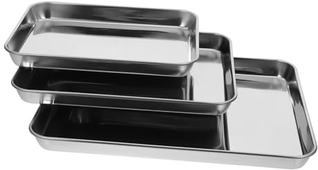Zerodeko 3 Piezas Bandejas para Horno Inoxidable de Bandejas para Hornear para Lavavajillas Superficie Antiadherente y de Limpiar para Cocinar Galletas Asados y Verduras