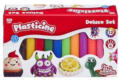 The Original Plasticine, Deluxe Refill Set – 12 Colours of Modelling Clay with Sculpting Tool & Instructions – Reusable, Non-Hardening Craft Fun – Creative Play for Kids Ages 3+ – Classic Clay Kit