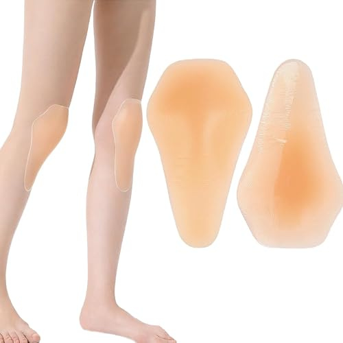 QIUMING knieschützer silikon Elastisch Verdicken Gepolstert Knieschützer dehnbare Kniepolster Selbstklebend, Antikollision Für Skifahren, Eislaufen, Snowboarden, Skateboard, Tanzen (Hautfarbe, L)