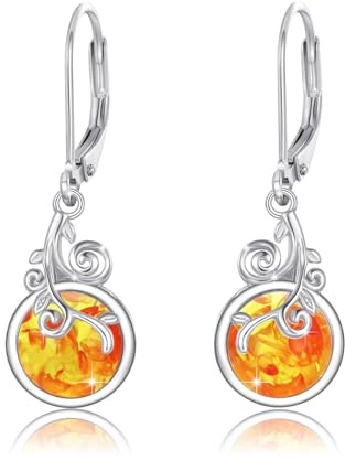 REDSUN Boucles d'oreilles en ambre S925 en argent sterling S925 - 8 mm - Hypoallergéniques - Pour femme, petite amie, fille, mère, cadeau d'anniversaire, Saint-Valentin