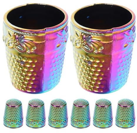 BESTonZON Set 8 Ditali da Cucito in Metallo per Quilting e Ricamo Protezione Ergonomica per Dita Accessori Portatili per Cucito a Mano e Fai da Te