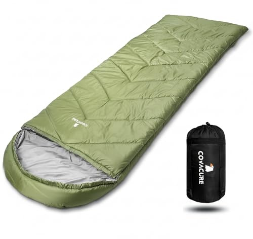 covacure Sleeping Bag, 210 * 80cm Ultra Warm & Waterproof for Adults, Green