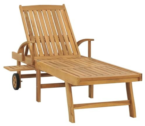 Generico Lettino Prendisole in Legno Massello di Teak,Mobili da Giardino,Mobili e sedie da Giardino,Sdraio da giardino-48015