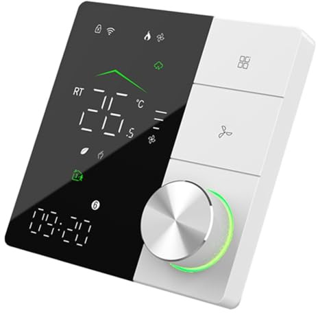Lawnoval Termostato controlador de temperatura de aire acondicionado con 3 velocidades, precisión ℃1℃, programable 5+1+1, horario semanal, para casete europeo de 86 mm y 60 mm