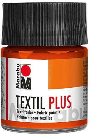 Marabu 17150005023 - Textil Plus rotorange 50 ml, volldeckende Stoffmalfarbe für dunkle Stoffe, geeignet für Stoffmalerei und Stoffdruck, nach Fixierung waschbeständig bis 40 °C