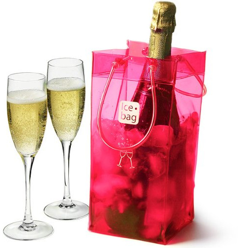 Ice.bag 1 Bottle Wine Cooler-Pink-Pack Of 6, PVC, 12 x 12 x 26 cm
