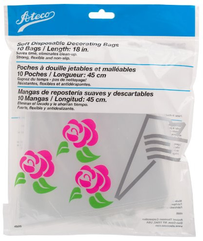 Ateco 4685 Soft Disposable Decorating Bags, 18-Inch, Pack of 10, Made in USA, Clear