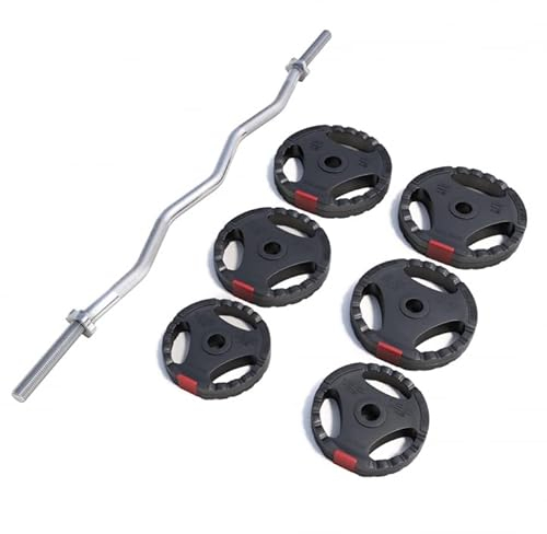 GORILLA SPORTS® Hantelset - 25 kg, SZ Curlstange 120 cm, Gewichte 2x1,5 kg / 2x2,5kg / 2x5kg, mit 2 Sternverschlüsse, 30 mm, Kunststoff - Hantel Set, SZ-Stange, Hantelscheiben, Curlstange