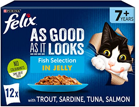 FELIX So gut wie es aussieht Senior 7+ Fisch in Gelee Katzenfutter Nassfutter 12x100g (4er Pack)