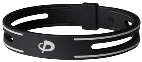 Phiten S-PRO Titanium Bracelet - Waterproof Sport Silicone Bracelet Wristband with Aqua-Titanium for Alternative Healing - Power Elastomer Zone - Black, 6.25 Inch