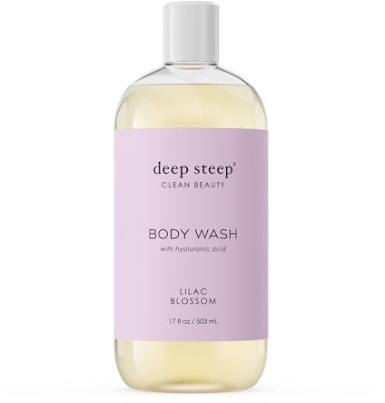 Deep Steep Lilac Blossom Body Wash, Hydrating Shower Gel with Hyaluronic Acid & Shea Butter for Sensitive Skin, Bodywash for Women & Men, 17 Fl Oz, 1-Pack