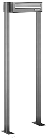 AL Briefkastensysteme 1er V2A Edelstahl Standbriefkasten Freistehend rostfrei als 1 Fach Edelstahl Durchwurfbriefkasten DIN A4 in Postkasten Design modern