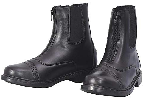 TuffRider Women's Starter Front Zip Paddock Boots with free Socks | Durable, Easy to Clean Water-Resistant Horse Riding Boots - Black -8