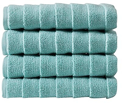 BAGNO MILANO Turkish Bath Towels Set - 100% Cotton Towels Velvety Soft & Ultra-Absorbent (Aqua Green, 4 pcs Hand Towel Set)