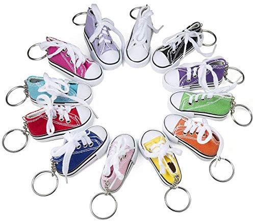 Comius 12 Pièce Mode Pendentif Chaussure en Toile Porte-clés Cadeau Pendentif de Sac Cadeau, Porte-Clés Mode Chaussures Décontractées Porte-Clés Pendant de Voiture Sac pour Voiture/Pochette/Sac