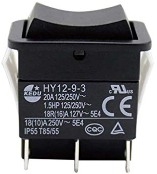 1 Stück Kippschalter Ein-Aus-Ein,Wippschalter, HY12-9-3,125/250V,18A/20A Rocker Kippschalter Runde Schalter Wippschalter Button,für Auto RV Truck Boot