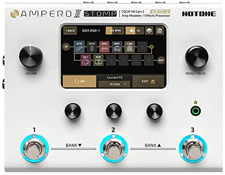 HOTONE Gitarre Bass Multi-Effekte Prozessor Gitarren Bass Effektpedal Touchscreen Gitarre Bass Amp Modelliergerät IR Cabinets Simulation Multi FX Prozessor Ampero II Stomp