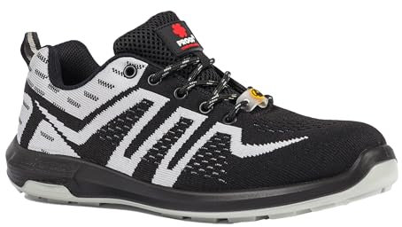 PROOF COMFORT & SAFETY Sicherheitsschuhe Arbeitsschuhe Stahlkappe Stahlkappenschuhe KAPS5 S1 ESD Schuhe Textilmaterial Leichtgewicht rutschfest Atmungsaktiv Schwarz Grau 43