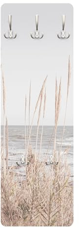 Bilderwelten Garderobe Gräser 105cm x 34cm Meer Holzgarderobe Modern Garderobenhaken Garderobenpaneel Flurgarderobe Flur-Möbel Wandgarderobe Holz