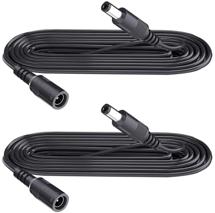 Security-01 2-Pack 1m Extension Cable, Plug 5.5mm x 2.1mm, DC 5V 6V 9V 12V 24V Power Adapter Extension Cord, for CCTV Camera, IR illuminator, Printer, LED Strip, Black