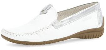 Gabor Damen Slipper, Frauen Slip On,Leichte Mehrweite (G),College Schuhe,Businessschuhe,Mokassins,Halbschuhe,Slides,Weiss/Silber,38.5 EU / 5.5 UK