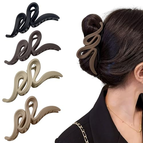 Lithyc Paquete de 4 Pinzas Para El Cabello con Ondas Grandes, Pinza Pelo, Pinza Pelo Mujer, Pinzas Pelo Grandes, Pinzas Para El Cabello Antideslizantes Para Mujeres con Cabello Grueso