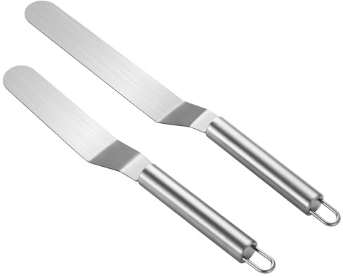 2 PCS Picxeic Offset SpatulaïŒPremium Stainless Steel Cake Decorating Tools - One Set Include 6, 8 inch, Icing Spatula for Home Cooking