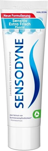 Sensodyne Sensitiv Extra Frisch Zahncreme, tägliche Zahnpasta, bei schmerzempfindlichen Zähnen, 75ml (Packung mit 5)