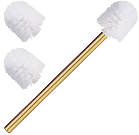 KlobüRste Gold, Edelstahl Handhaben KlobüRste Ersatz, Wc BüRste Mit 3 StüCke ø 7.5 cm Weiß ErsatzbüRste, ToilettenbüRste fur Badezimmer Wc Oder Badewanne (35cm)