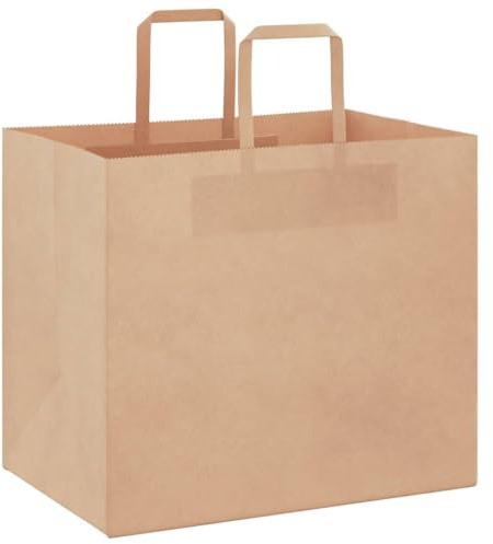 vidaXL Papperspåsar 50 st med handtag brun 32x22x28 cm, papperspåse, papperspåse med handtag, papperskasse, påse, papper presentpåse