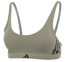 adidas Scoop Bralette-Sport Active Essentials Cotton 3 Stripes Reggiseno, Silver Pebble_4a0688, S Donna