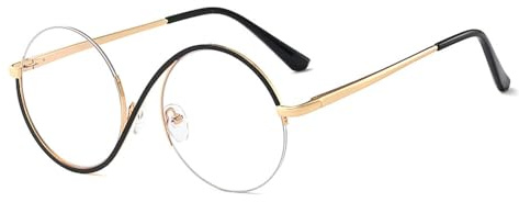 AOOLIA Lunettes Asymétrique Moderne, Lunettes Anti-Lumière Bleue en Forme Ronde Monture Mode Style pour Femme, Homee, Unisexe (Noir)