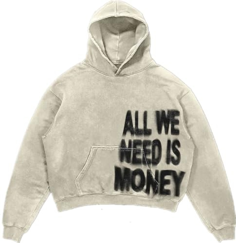 BaeKnyin All We Need Love Hommes Faire Vieux Harajuku Vent Mode Hoodie Manteau-Apricot-M1