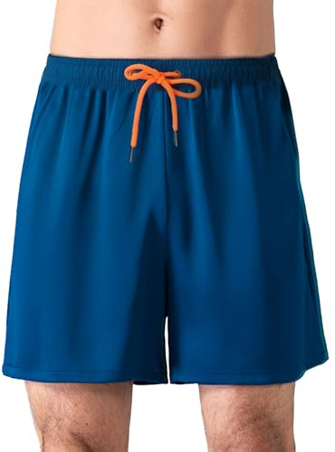 SAIIURV Costumi Pantaloncini da Bagno Uomo, Asciugatura Veloce Calzoncini da Beach Costume da Bagno, Pantaloncini Sportivo Boxer, Mare Corto da Surf da Uomo con Taschino e Coulisse (Blu)